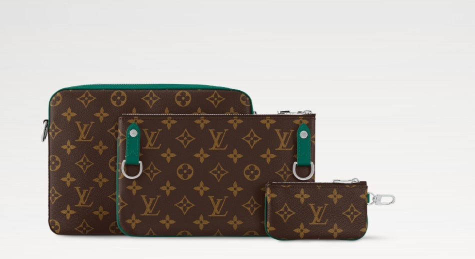 《グリーンがアクセント♪》LouisVuitton トリオメッセンジャー M12766