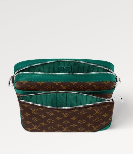 《グリーンがアクセント♪》LouisVuitton トリオメッセンジャー M12766