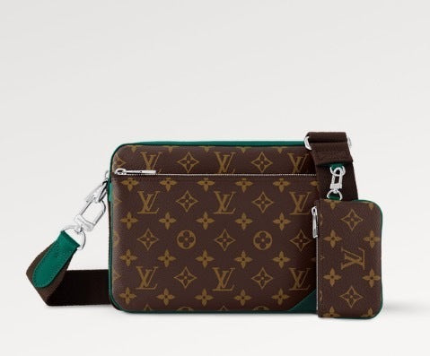 《グリーンがアクセント♪》LouisVuitton トリオメッセンジャー M12766