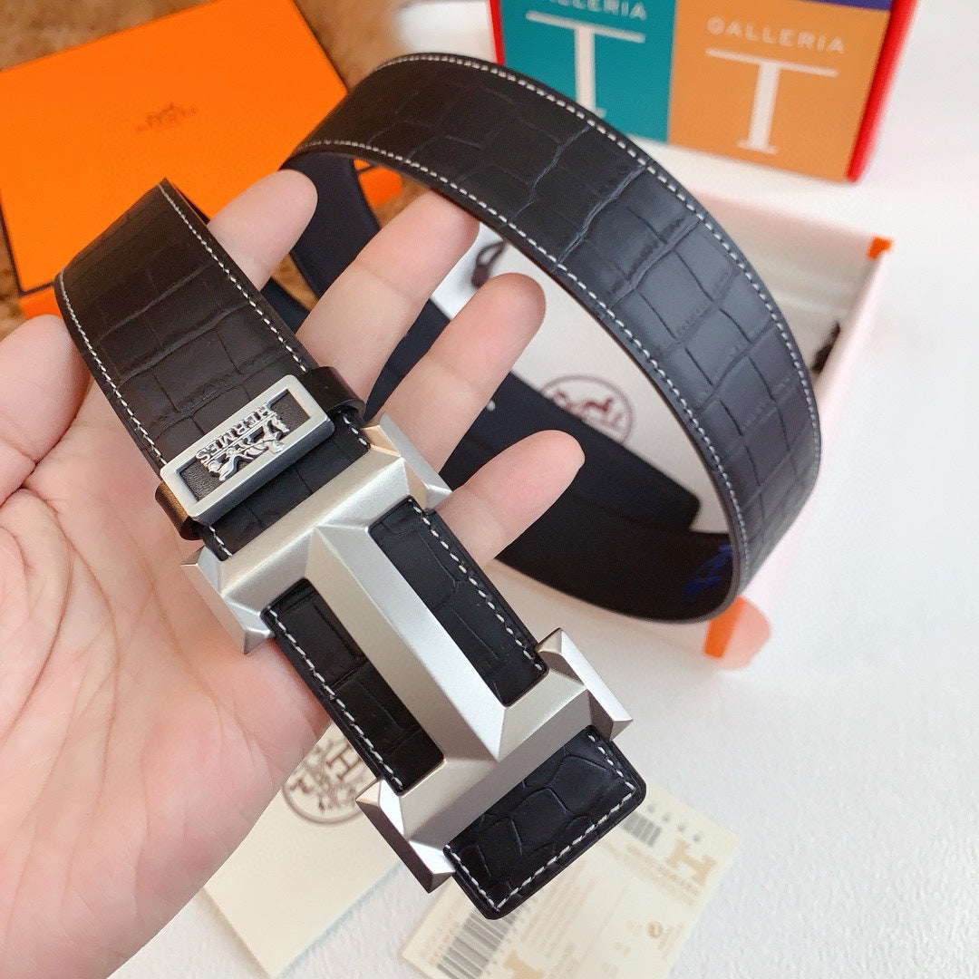 HERMES 本物の同期式高品質純鋼バックル、スモールクロコダイル腹パターンバージョン