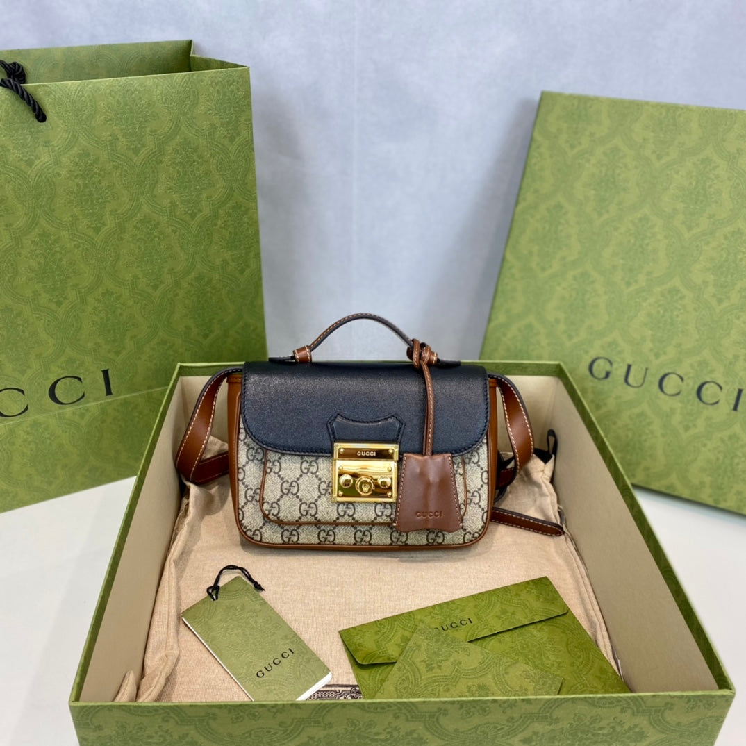人気商品★GUCCI 𝐆𝐮𝐜𝐜𝐢 𝐩𝐚𝐝𝐥𝐨𝐜𝐤 ポータブルメッセンジャーバッグ
