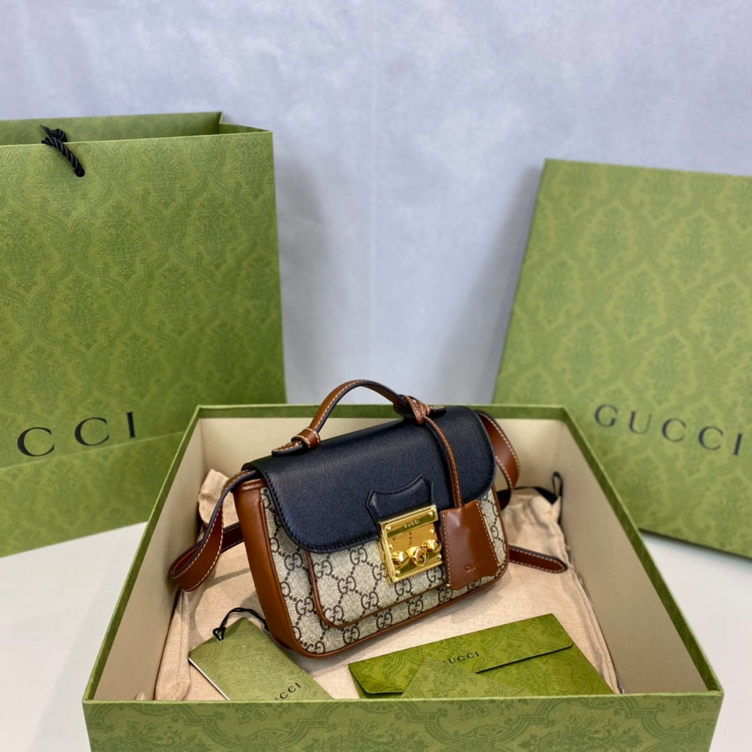 人気商品★GUCCI 𝐆𝐮𝐜𝐜𝐢 𝐩𝐚𝐝𝐥𝐨𝐜𝐤 ポータブルメッセンジャーバッグ