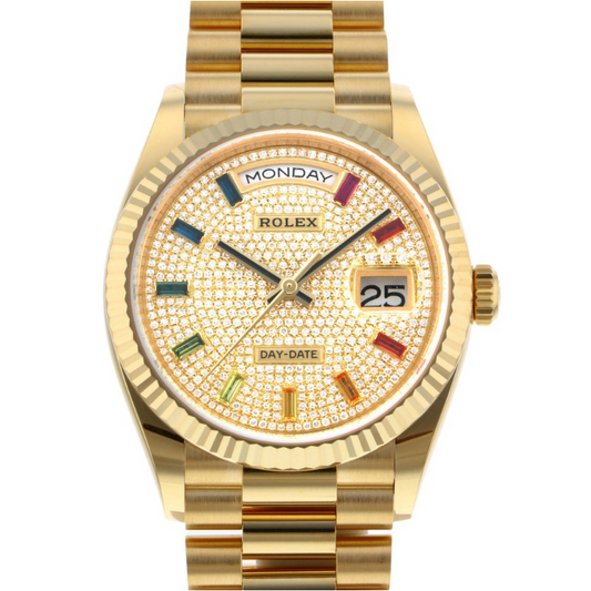 ロレックス ROLEX デイデイト パヴェレインボー 128238