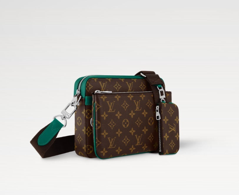 《グリーンがアクセント♪》LouisVuitton トリオメッセンジャー M12766