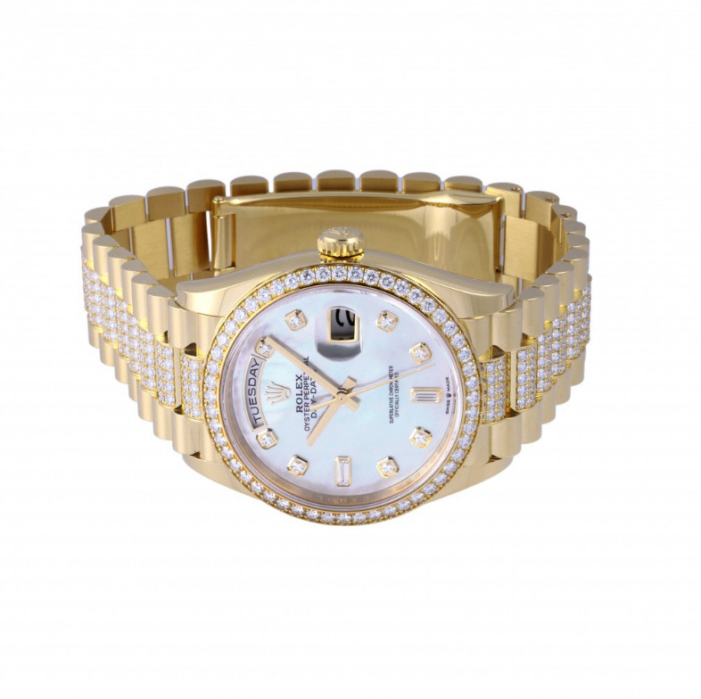 ロレックス ROLEX デイデイト 白シェル ブレダイヤ 128348RBR