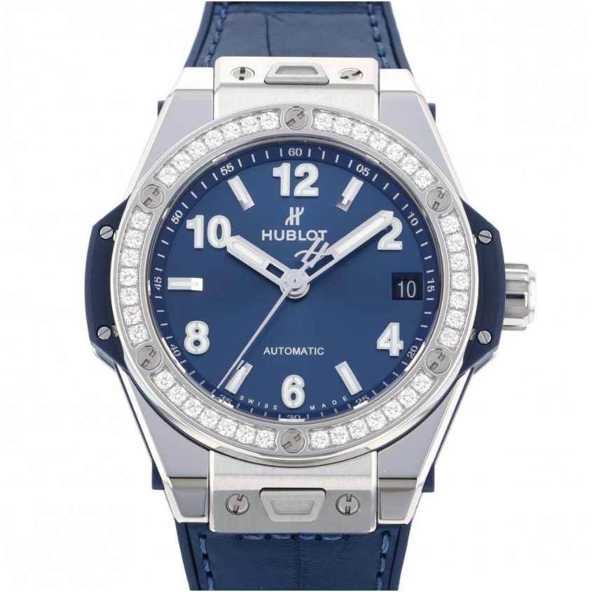 ウブロ HUBLOT ビッグバン ワンクリック スチール ブルー ダイヤモンド 465.SX.7170.LR.1204