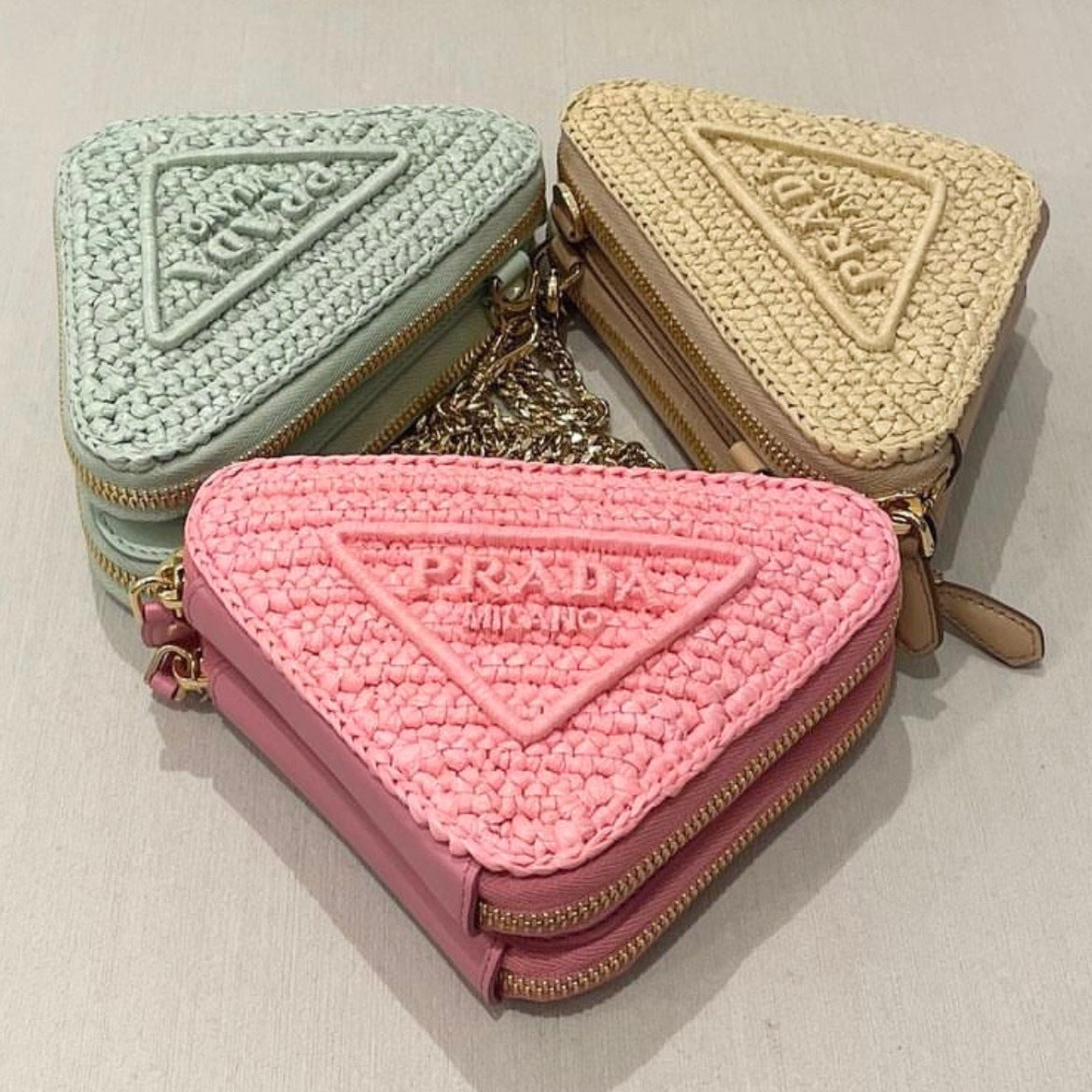 【大人気】PRADA◆ラフィア×レザー ミニ ショルダーバッグ ロゴ