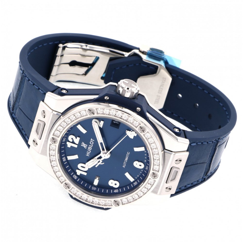 ウブロ HUBLOT ビッグバン ワンクリック スチール ブルー ダイヤモンド 465.SX.7170.LR.1204