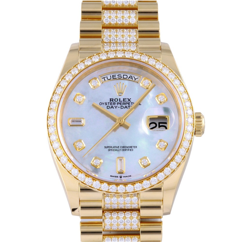ロレックス ROLEX デイデイト 白シェル ブレダイヤ 128348RBR