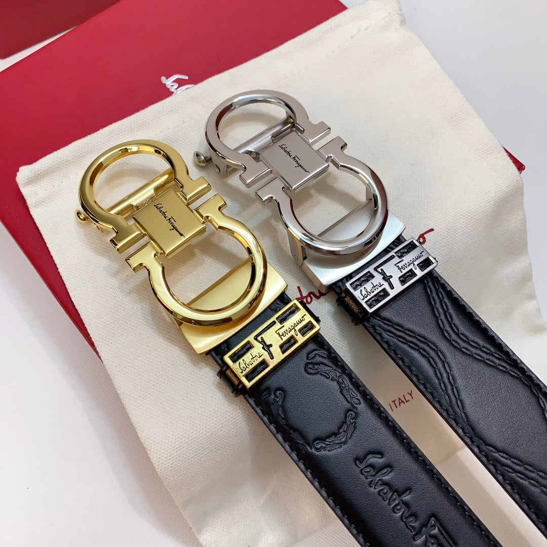 FERRAGAMO  イタリア輸入革  プレミアム純鋼自動バックル