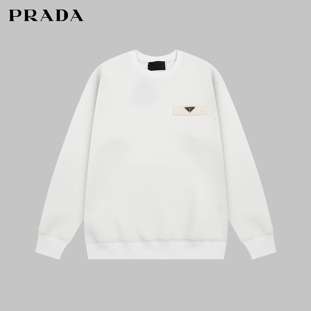 【PRADA公式旗艦店】シンプルで汎用性の高いラウンドネック長袖スウェットシャツ