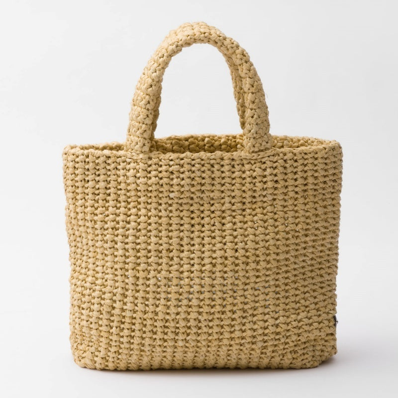 【大注目】PRADA◆ラフィア風 スモール トートバッグ 刺繍ロゴ