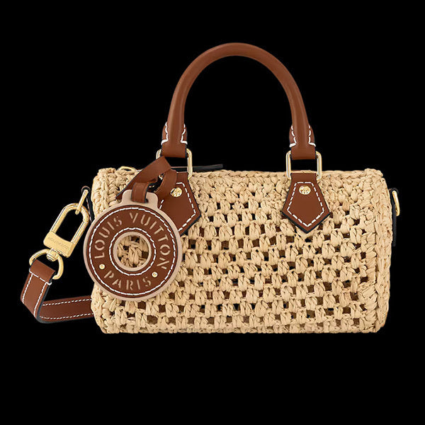 Louis Vuitton☆ラフィア レザー ナノ スピーディ ハンドバッグ M83525