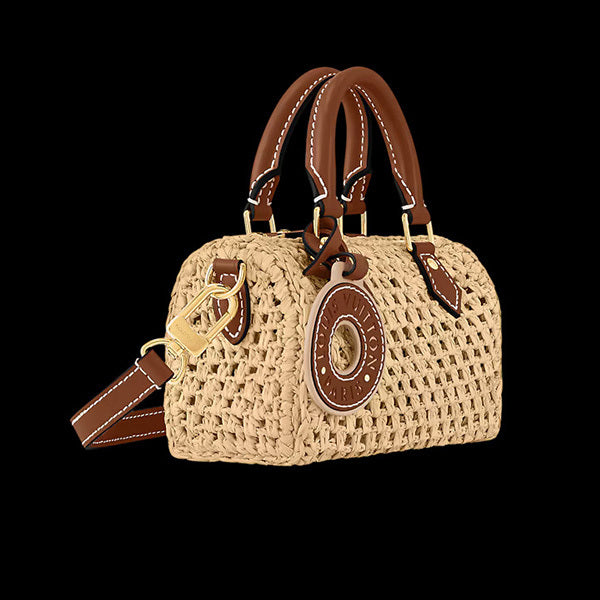 Louis Vuitton☆ラフィア レザー ナノ スピーディ ハンドバッグ M83525