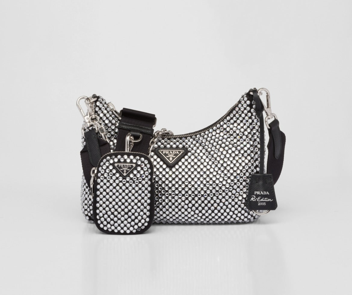 ☆PRADA☆Re-Edition 2005 クリスタル付サテンバッグ 1BH204_2AWL_F0T7O_V_V9L