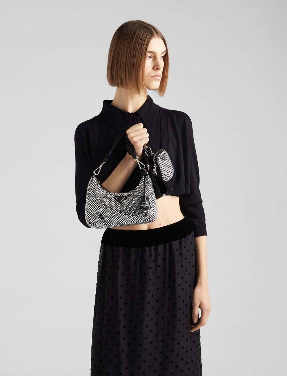 ☆PRADA☆Re-Edition 2005 クリスタル付サテンバッグ 1BH204_2AWL_F0T7O_V_V9L