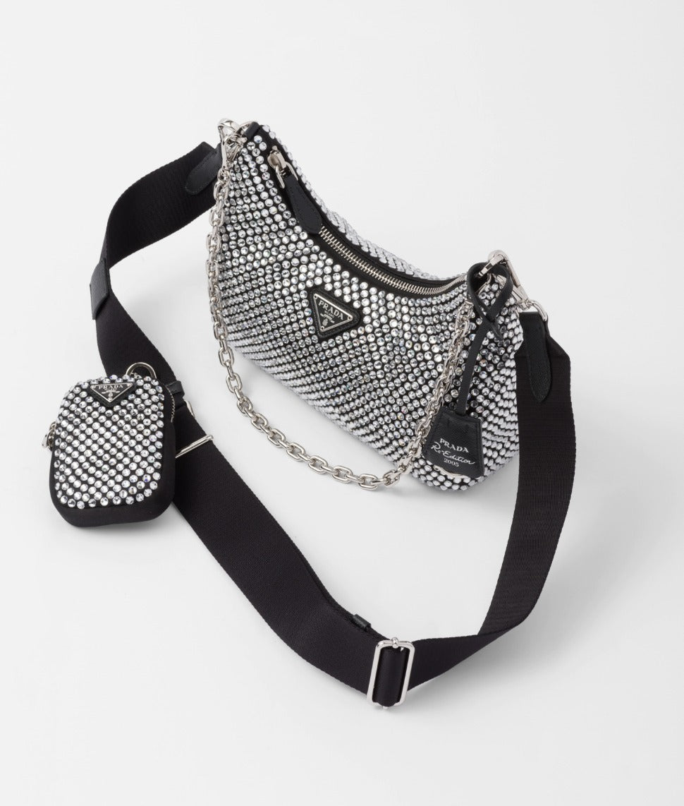 ☆PRADA☆Re-Edition 2005 クリスタル付サテンバッグ 1BH204_2AWL_F0T7O_V_V9L