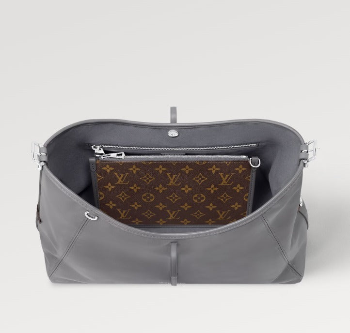 Louis Vuitton《キャリーオールダークMM》グレー ラム DHL 直営 M25143M12583