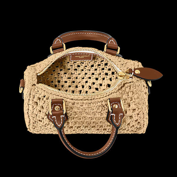 Louis Vuitton☆ラフィア レザー ナノ スピーディ ハンドバッグ M83525