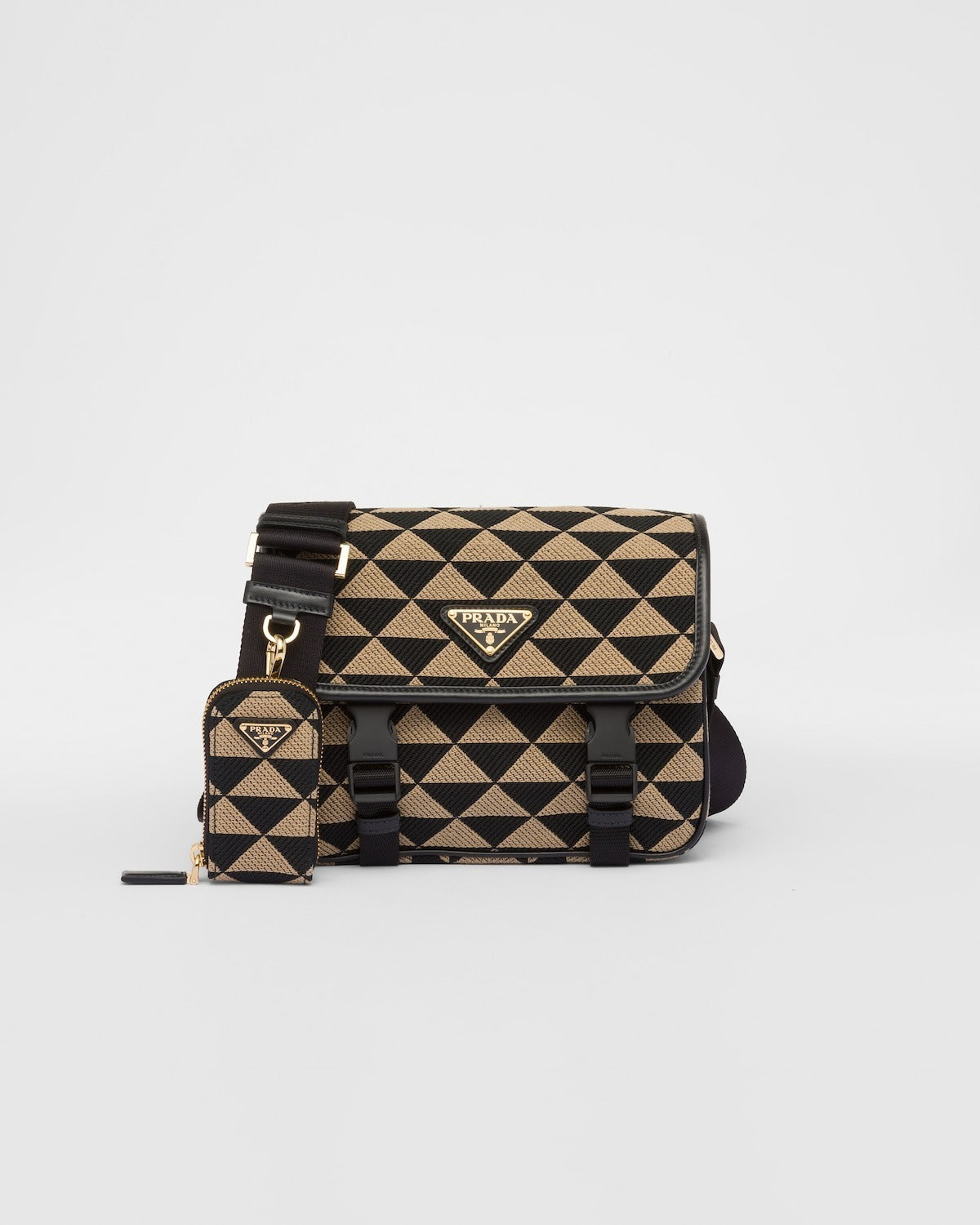 【PRADA】プラダ シンボル エンブロイダリーファブリックバッグ
