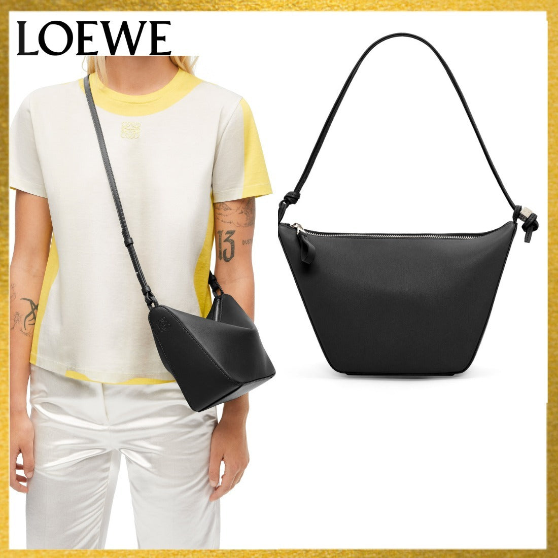 【LOEWE】ハンモック ホーボーバッグ ミニ（クラシックカーフ） A538G13X01-1100
