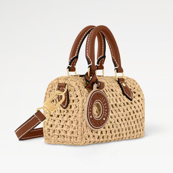 Louis Vuitton☆ラフィア レザー ナノ スピーディ ハンドバッグ M83525
