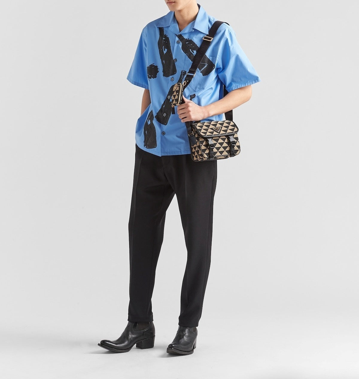 【PRADA】プラダ シンボル エンブロイダリーファブリックバッグ