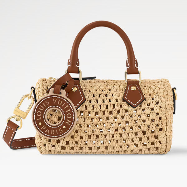 Louis Vuitton☆ラフィア レザー ナノ スピーディ ハンドバッグ M83525