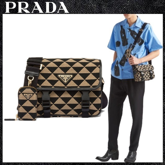【PRADA】プラダ シンボル エンブロイダリーファブリックバッグ
